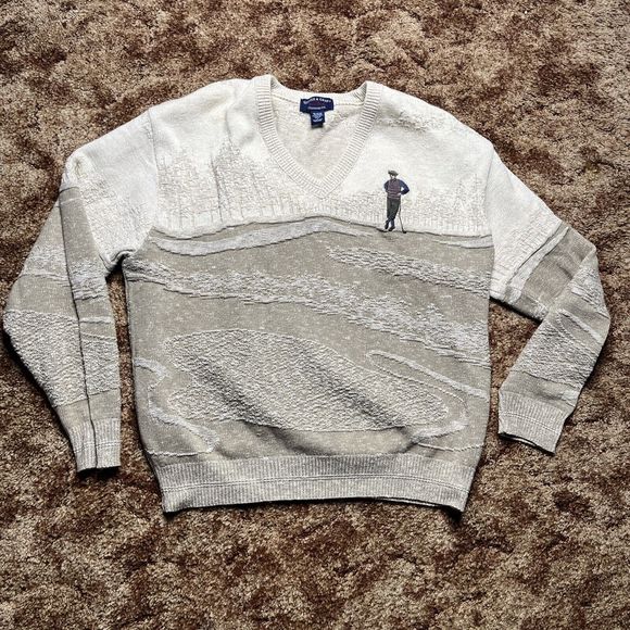 VINTAGE Sutter And Grant V Neck Sweater Adult Large Golfer Golfing Mens 90s - Picture 2 of 10